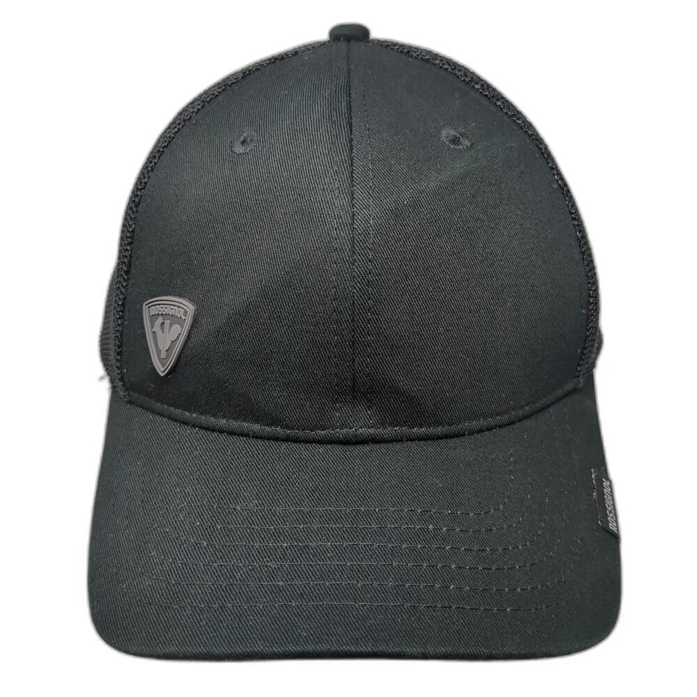 Rossignol Trucker Hat Black One Size Mesh Back Snapback Rubber Logo Patch